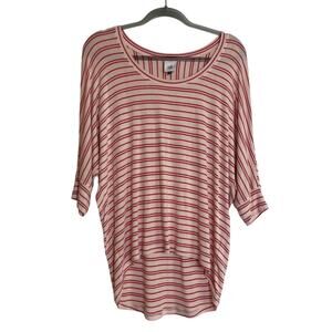 Cabi 5750 Tickled Tee Size S Pink Summer Stripe Dolman Short Sleeves Scoop Neck